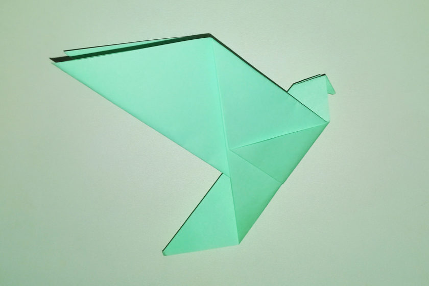 Легкая Оригами птичка из бумаги