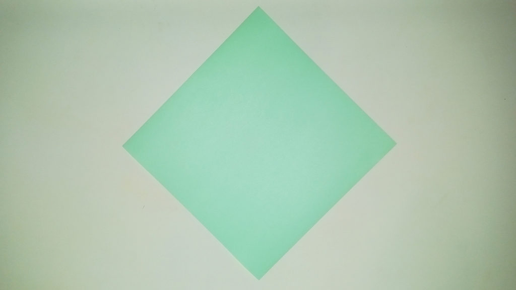 Оригами Птичка из бумаги - Квадратный бирюзовый листок