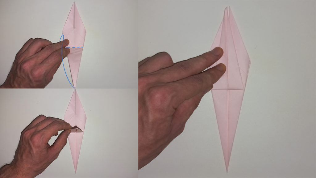 Оригами журавлик - Шаг 11 - Загибаем нижний угол наверх
