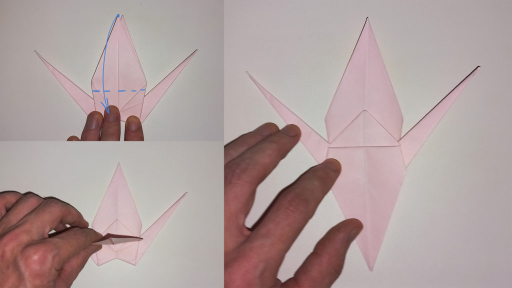 Оригами журавлик - Шаг 14-1 - Первое крыло