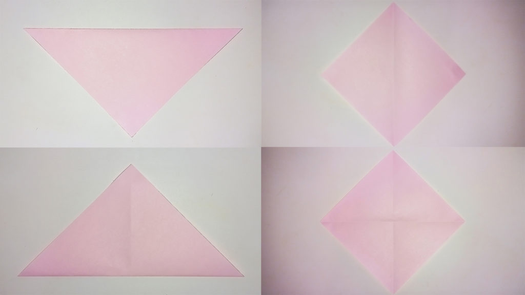 Оригами журавлик - Шаг 2 - Делаем диагональные направляющие