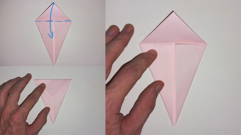 Оригами журавлик - Шаг 6 - Создаем изгиб сверху