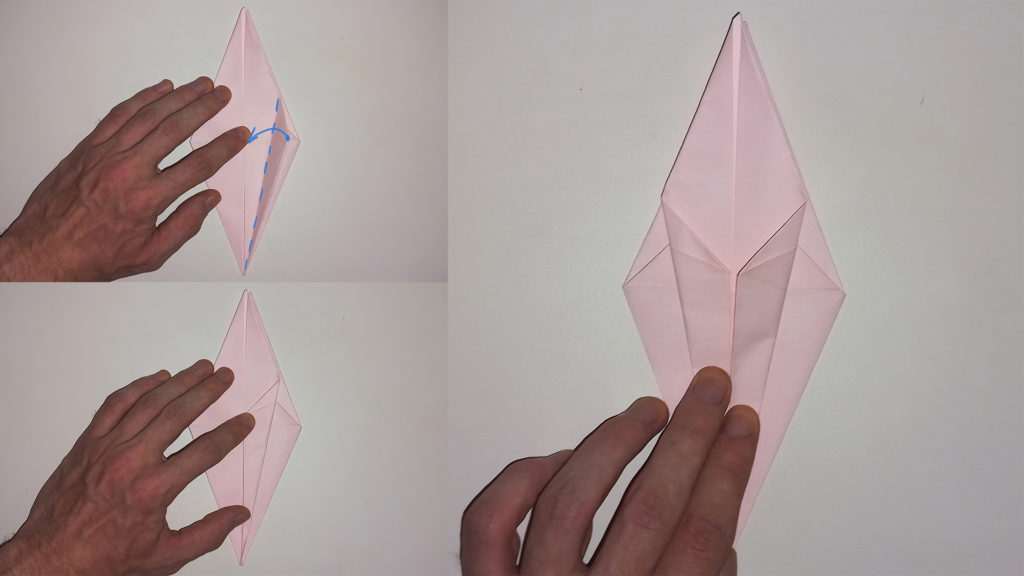 Оригами журавлик - Шаг 9 - Складываем боковые углы