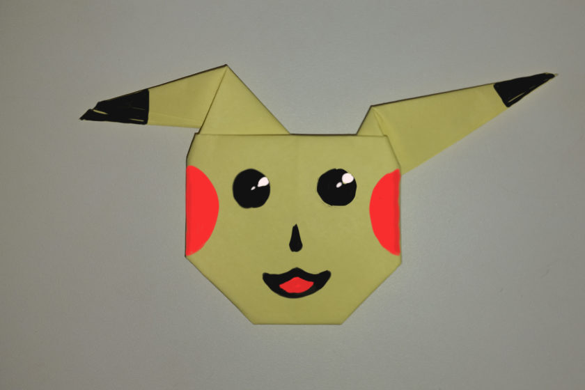 Простой оригами Пикачу из бумаги - финальный вариант