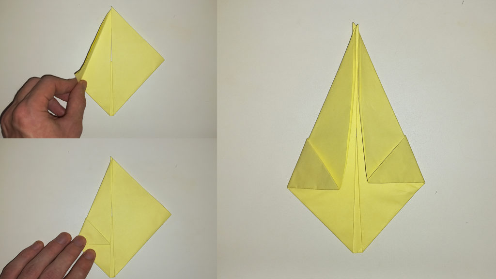 Складываем углы к центру - Оригами Пикачу