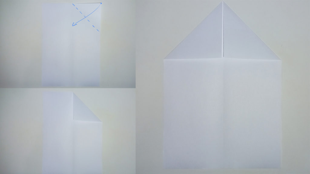 Бумажный самолетик Дротик - Шаг 3 - Создаем корпус - верхний угол