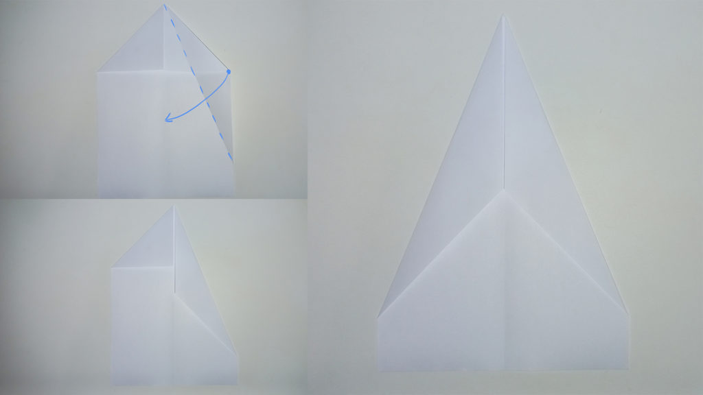 Бумажный самолетик Дротик - Шаг 4 - Создаем корпус - верхний острый угол