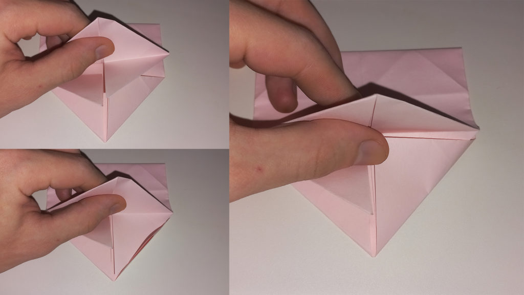 Оригами сердечко - Шаг 10-2 - Подкладываем первый уголок