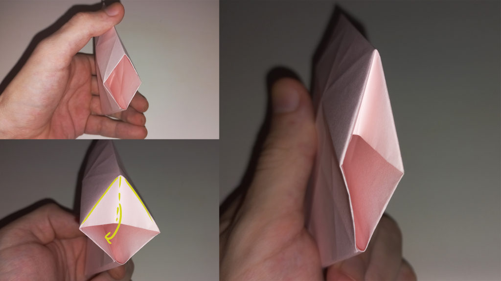 Оригами сердечко - Шаг 11 - Обратная внутренняя складка угла