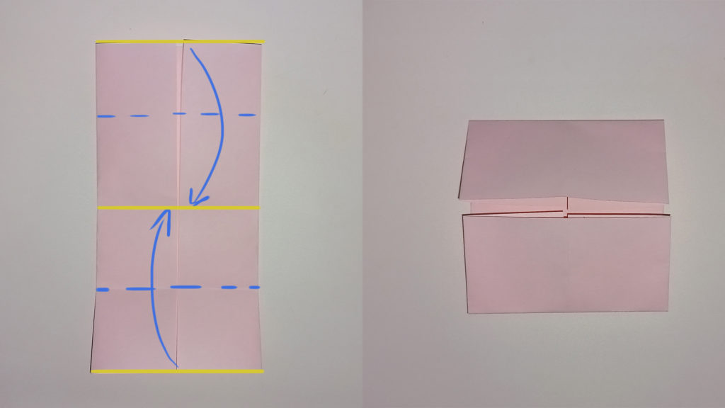 Оригами сердечко - Шаг 5 - Складываем верхнюю и нижнюю стороны с центру