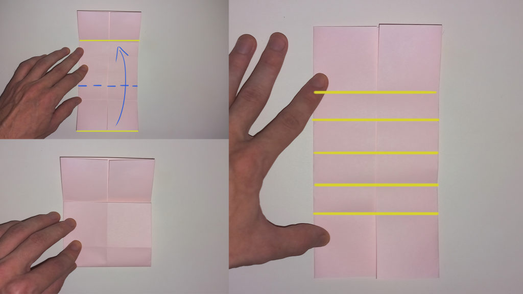 Оригами сердечко - Шаг 6-2 - Складываем нижнюю сторону к верхней складке