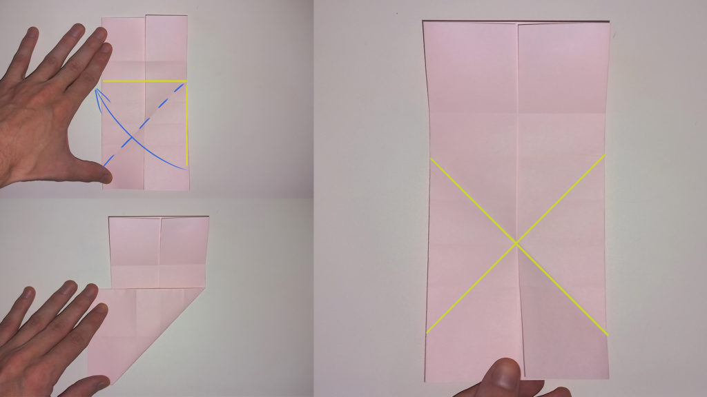 Оригами сердечко - Шаг 7- Диагональная складка