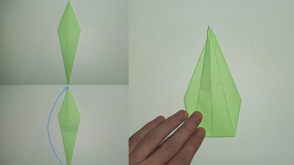 Стебель из бумаги - Пошаговый урок - Шаг 6 - Совмещаем нижний угол с верхним